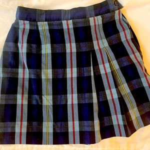 School Apparel Blue Plaid Box Pleat Uniform Skirt Size 12 Adjustable Waist Girls